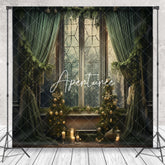Aperturee - Snowy Winter Window Photo Backdrop For Christmas